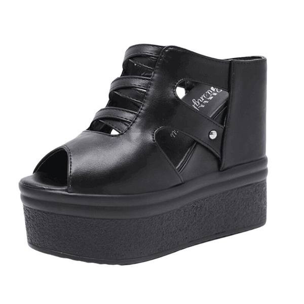 Νέο μοντέλο γυναικείες παντόφλες από δέρμα faux με πλατφόρμα ύψους 13 cm