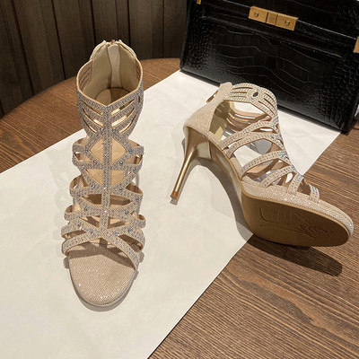 Sandale de dama moderne cu pietre si toc subtire