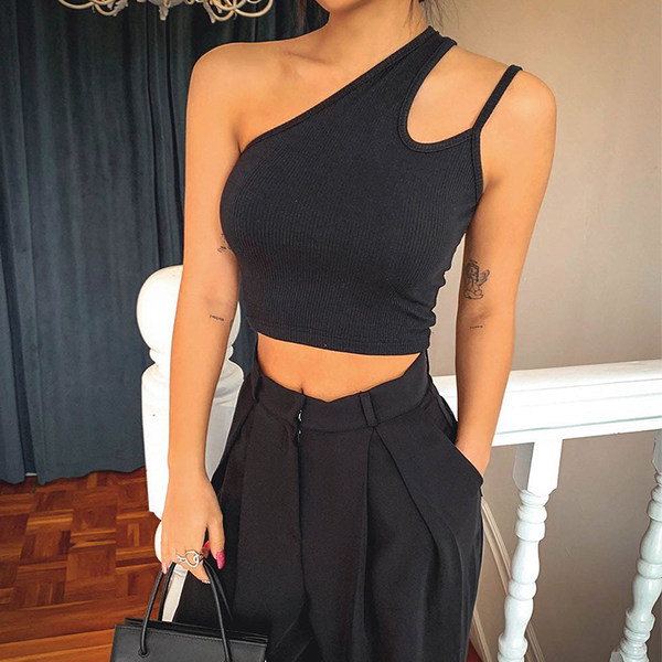 Naiste lühike topp ühe rihmaga