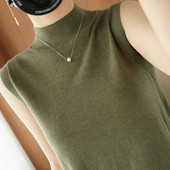 Γυναικεία αμάνικη πλεκτή μπλούζα με κολάρο