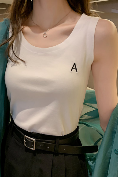 Ženska ljetna majica bez rukava s debelim naramenicama i vezom