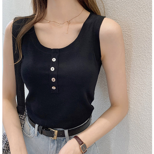 Ženska ljetna majica bez rukava s debelim naramenicama i vezom