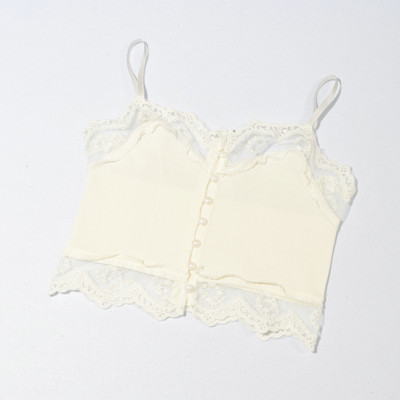 Lühike peenikeste rihmadega naiste pitsiline topp