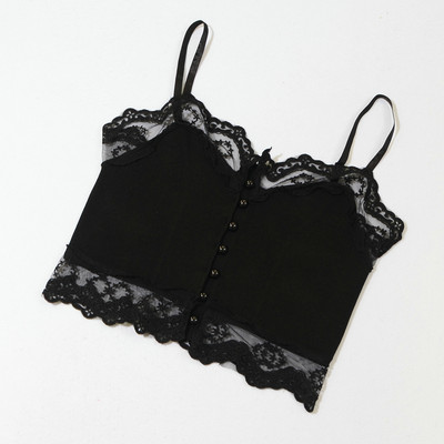 Lühike peenikeste rihmadega naiste pitsiline topp