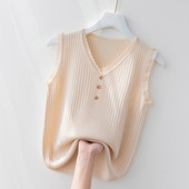 Γυναικεία αμάνικη μπλούζα με κουμπιά και δαντέλα