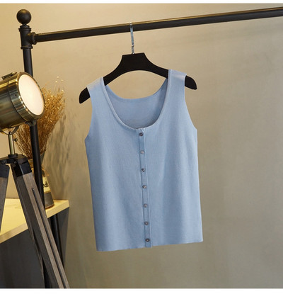 Γυναικείο αμάνικο  με φαρδύ λουράκι και κουμπιά