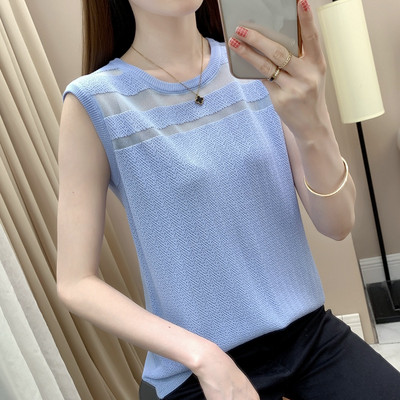 Γυναικεία μοντέρνα αμάνικη μπλούζα με οβάλ λαιμόκοψη