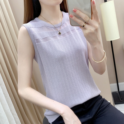 Γυναικεία μοντέρνα αμάνικη μπλούζα με οβάλ λαιμόκοψη