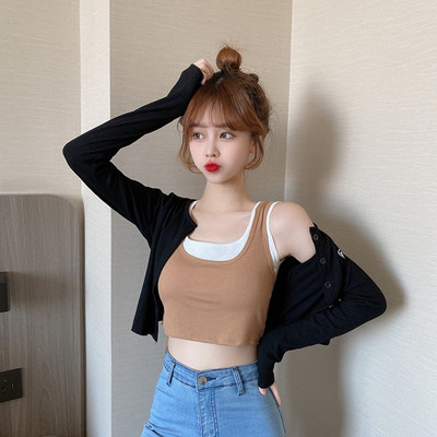 Γυναικείο κοντό μπουστάκι και φαρδιά τιραντάκια σε τρία χρώματα