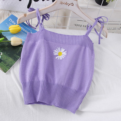 Καθημερινή αμάνικη μπλούζα με λεπτά τιραντάκια και κεντήματα