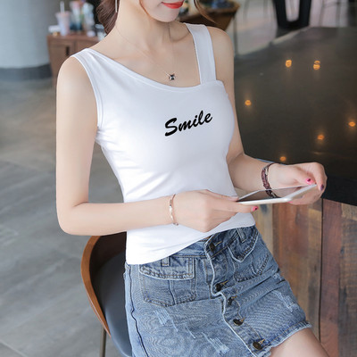 Καθημερινή γυναικεία αμάνικη μπλούζα με την επιγραφή Smile