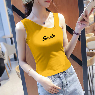 Καθημερινή γυναικεία αμάνικη μπλούζα με την επιγραφή Smile