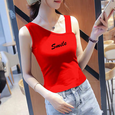 Καθημερινή γυναικεία αμάνικη μπλούζα με την επιγραφή Smile