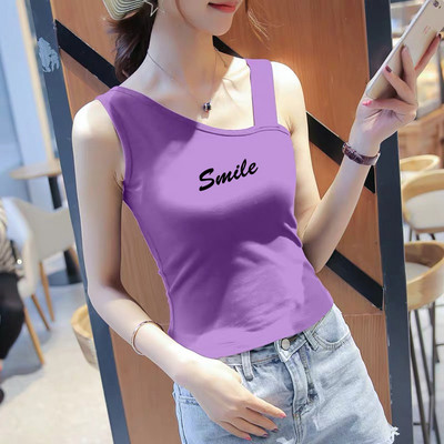 Καθημερινή γυναικεία αμάνικη μπλούζα με την επιγραφή Smile