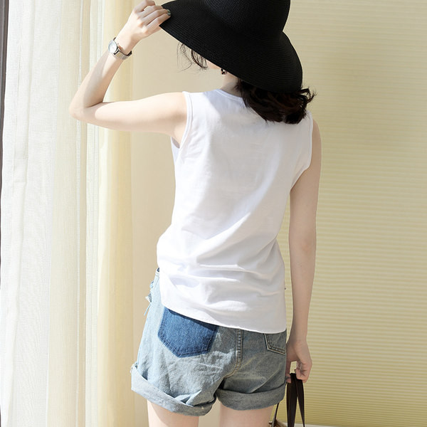 Casual γυναικεία αμάνικη μπλούζα με O-neck