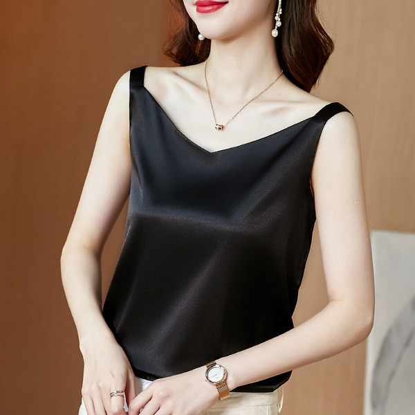 Naiste V-kaelusega satiinist särk