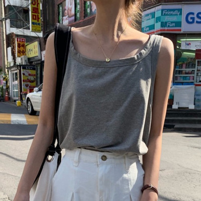 Σπορ-casual γυναικεία αμάνικη  μπλούζα με στρογγυλή λαιμόκοψη - φαρδύ μοντέλο