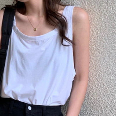 Σπορ-casual γυναικεία αμάνικη  μπλούζα με στρογγυλή λαιμόκοψη - φαρδύ μοντέλο