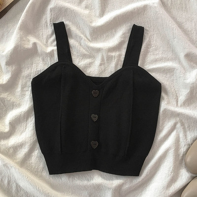 Γυναικείο φανελάκι λεπτό πλεκτό με κεντημένες επιγραφές και τιράντες