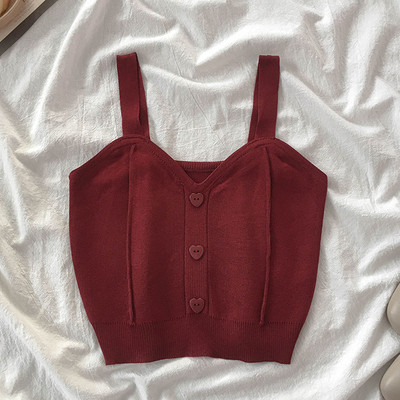 Γυναικείο φανελάκι λεπτό πλεκτό με κεντημένες επιγραφές και τιράντες