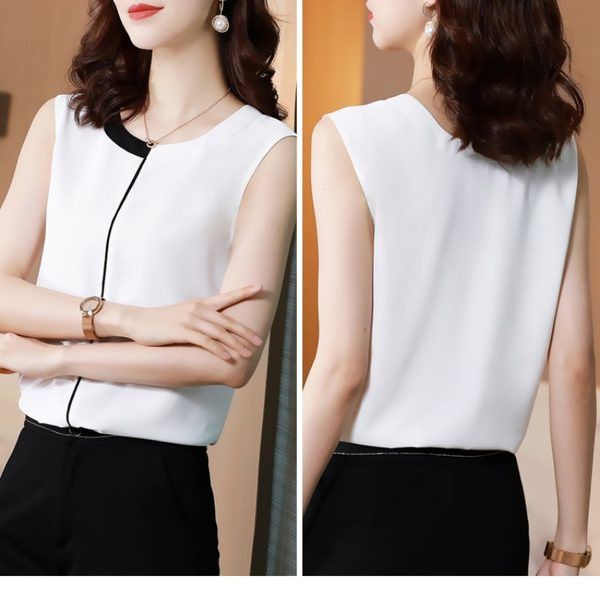 Γυναικεία κομψή αμάνικη μπλούζα με οβάλ λαιμόκοψη