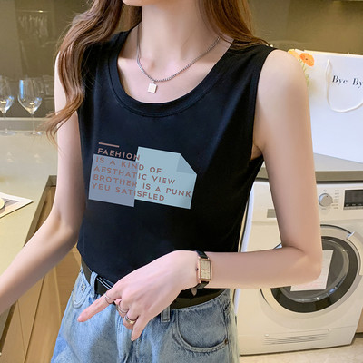 Γυναικεία αμάνικη μπλούζα με  επιγραφή - φαρδύ μοντέλο