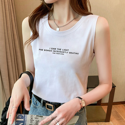 Γυναικεία αμάνικη μπλούζα με  επιγραφή - φαρδύ μοντέλο