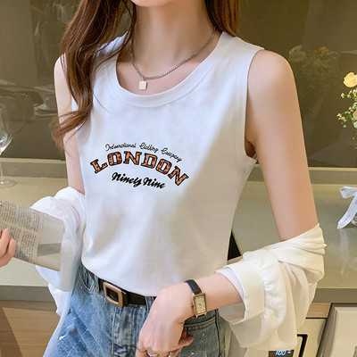 Γυναικεία αμάνικη μπλούζα με  επιγραφή - φαρδύ μοντέλο