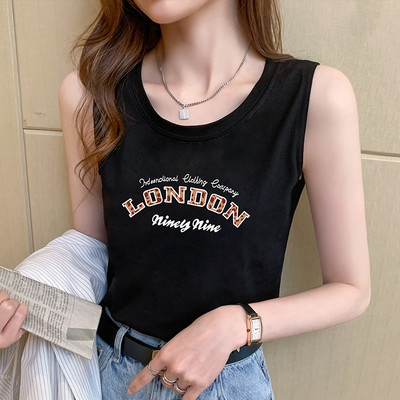 Γυναικεία αμάνικη μπλούζα με  επιγραφή - φαρδύ μοντέλο