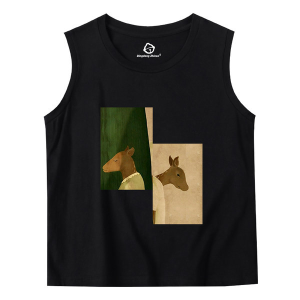 Jauna modeļa sieviešu gadījuma tops ar ovālu kakla izgriezumu un aplikācijām