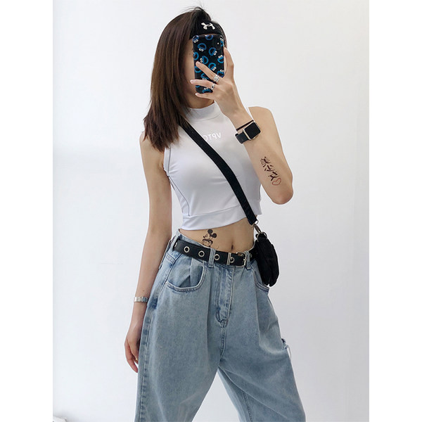 Uue mudeli lühike naiste topp polo krae ja pealdistrükiga