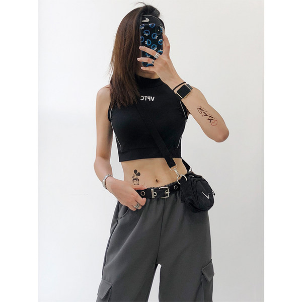 Uue mudeli lühike naiste topp polo krae ja pealdistrükiga