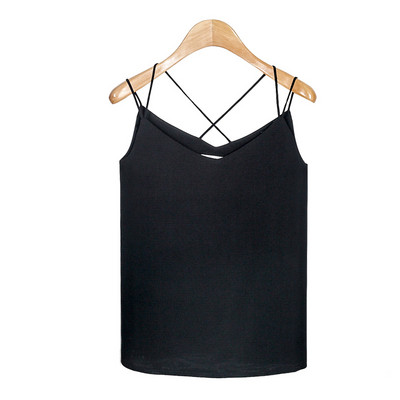 Καθημερινή γυναικεία αμάνικη μπλούζα - ένα καθαρό μοντέλο με λεπτά τιραντάκια