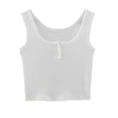 Καθημερινή γυναικεία αμάνικι  μπλούζα - με κουμπιά και φαρδιά τιραντάκια