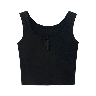 Καθημερινή γυναικεία αμάνικι  μπλούζα - με κουμπιά και φαρδιά τιραντάκια