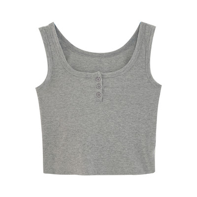 Καθημερινή γυναικεία αμάνικι  μπλούζα - με κουμπιά και φαρδιά τιραντάκια