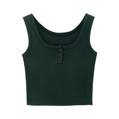 Καθημερινή γυναικεία αμάνικι  μπλούζα - με κουμπιά και φαρδιά τιραντάκια