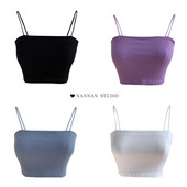 Γυναικεία κοντή αμάνικη μπλούζα με λεπτά τιραντάκια  - κλασικό μοντέλο