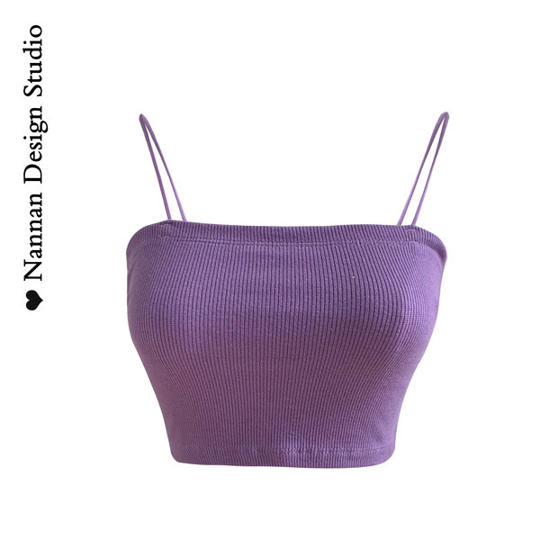 Γυναικεία κοντή αμάνικη μπλούζα με λεπτά τιραντάκια  - κλασικό μοντέλο