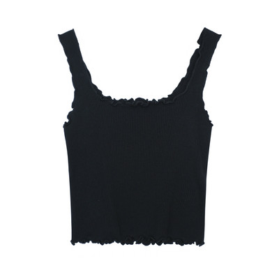 Naiste lühike topp õhukeste rihmade ja ümara kaelusega