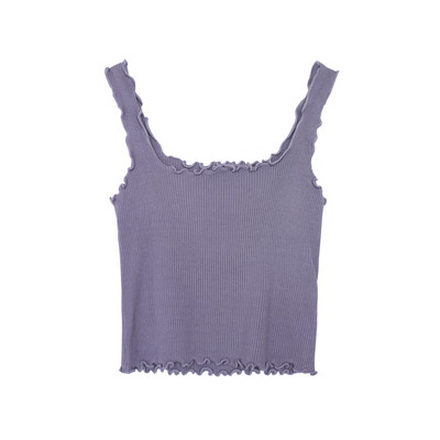 Naiste lühike topp õhukeste rihmade ja ümara kaelusega