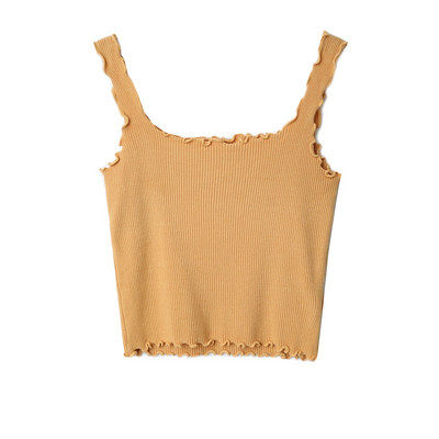 Naiste lühike topp õhukeste rihmade ja ümara kaelusega