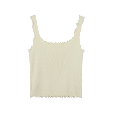 Naiste lühike topp õhukeste rihmade ja ümara kaelusega