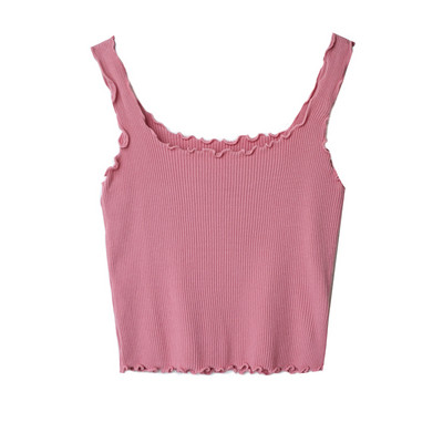 Naiste lühike topp õhukeste rihmade ja ümara kaelusega