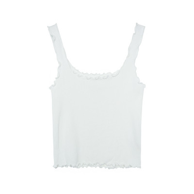 Naiste lühike topp õhukeste rihmade ja ümara kaelusega