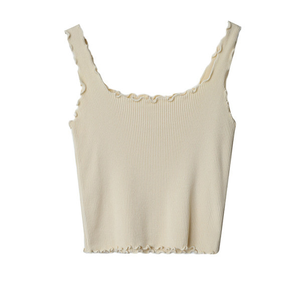 Naiste lühike topp õhukeste rihmade ja ümara kaelusega