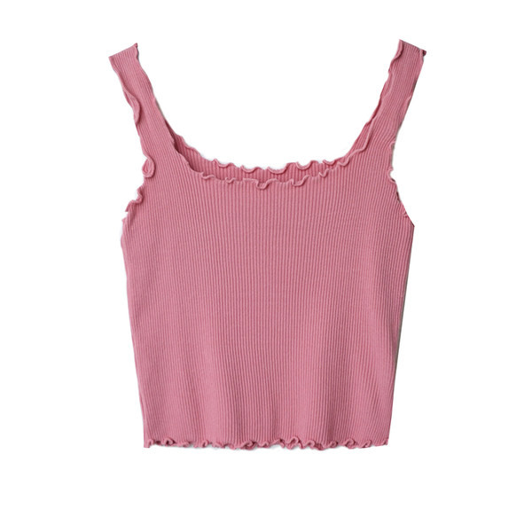 Naiste lühike topp õhukeste rihmade ja ümara kaelusega