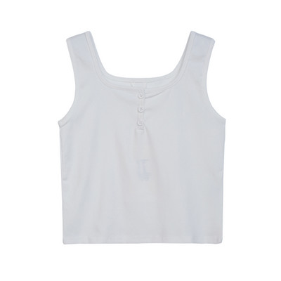 Γυναικεία αμάνικη μπλούζα με κουμπιά και φαρδιά τιραντάκια