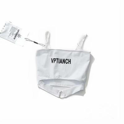 Uue mudeli lühike rinnakorv õhukeste tekstirihmade ja metallrõngaga