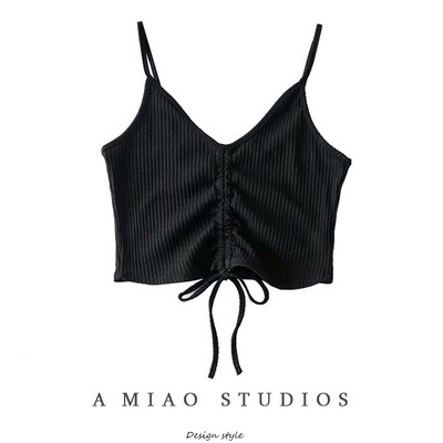 Naiste lühike lipsude ja õhukeste rihmadega topp